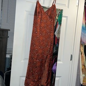 Timing Rust Paisley Midi Slip Dress